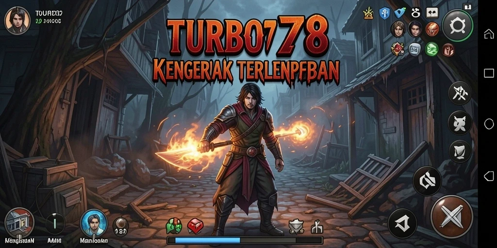 Tampilan gameplay TURBO78 dengan suasana menakutkan dan momen menyeramkan.